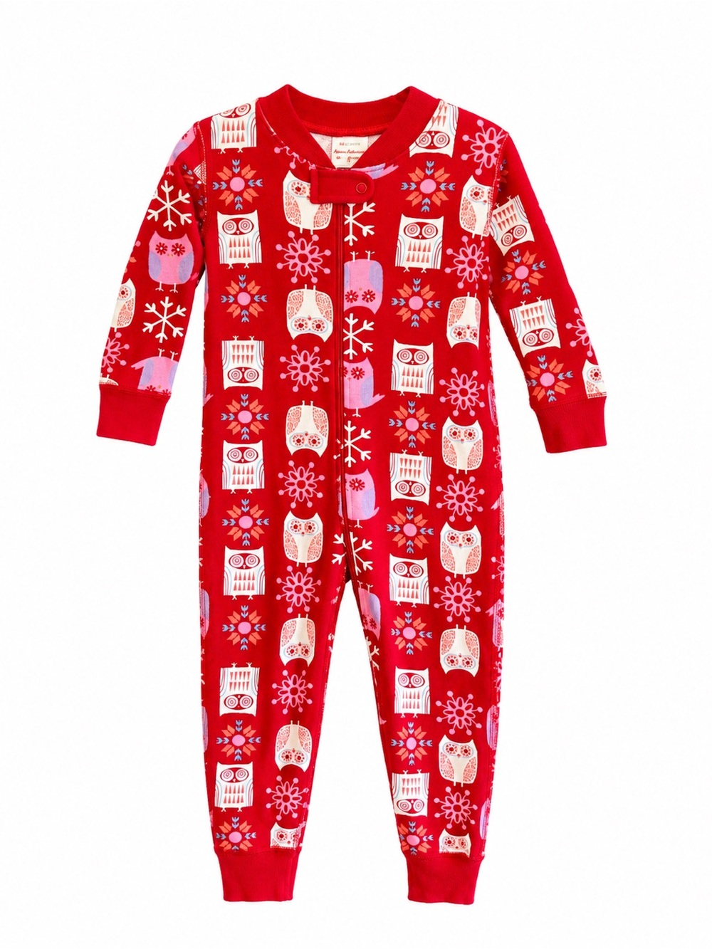 Hanna Andersson 2T Red Owl Snowflake Organic Cotton Zip Sleeper Pajamas